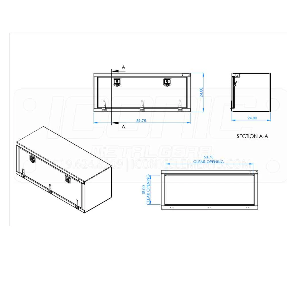 60" x 24" x 24" Smooth Fold Down T Handle Tool Box