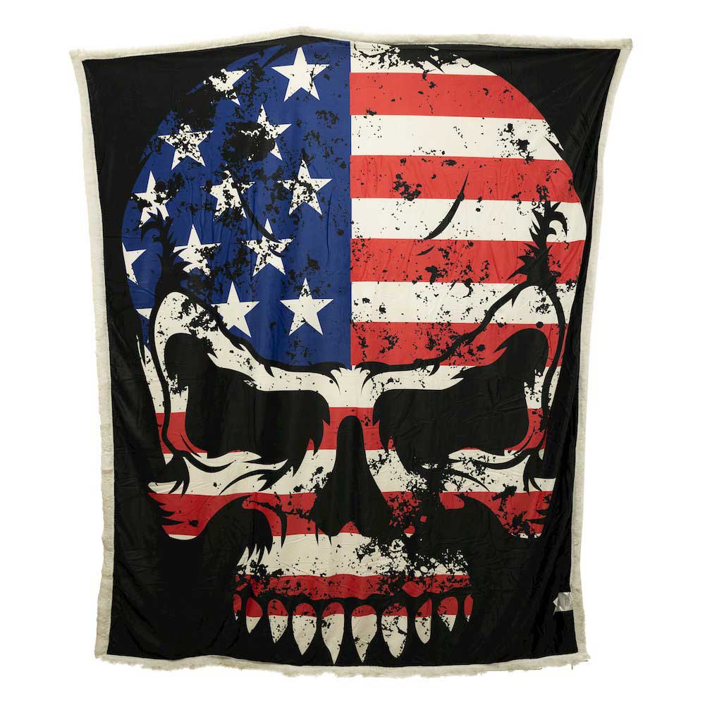 60" X 70" Diesel Life American Skull Sherpa Throw Blanket