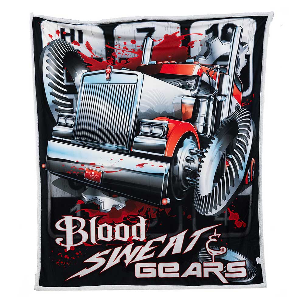 60" X 70" Diesel Life Blood Sweat & Gears Sherpa Throw Blanket