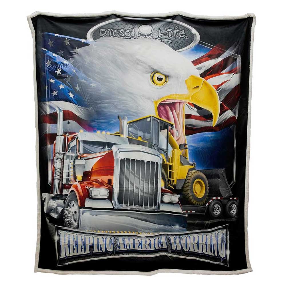 60" X 70" Diesel Life Keep America Working Sherpa Throw Blanket