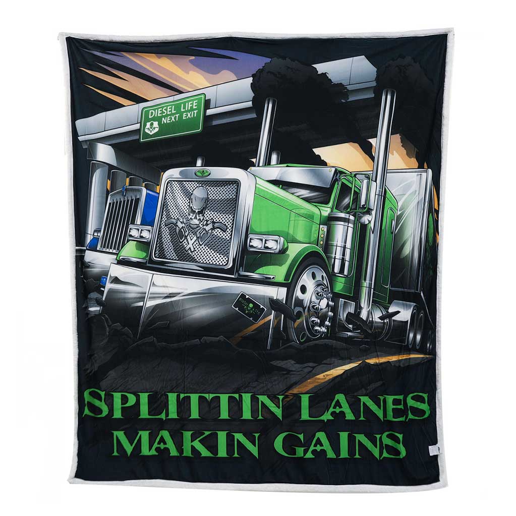 60" X 70" Diesel Life Splitting Lanes Makin Gains Sherpa Throw Blanket