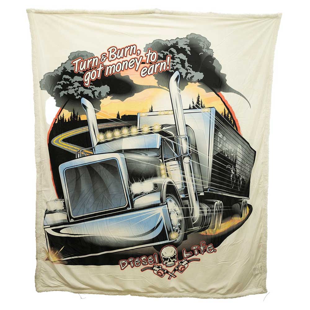 60" X 70" Diesel Life Turn & Burn Sherpa Throw Blanket