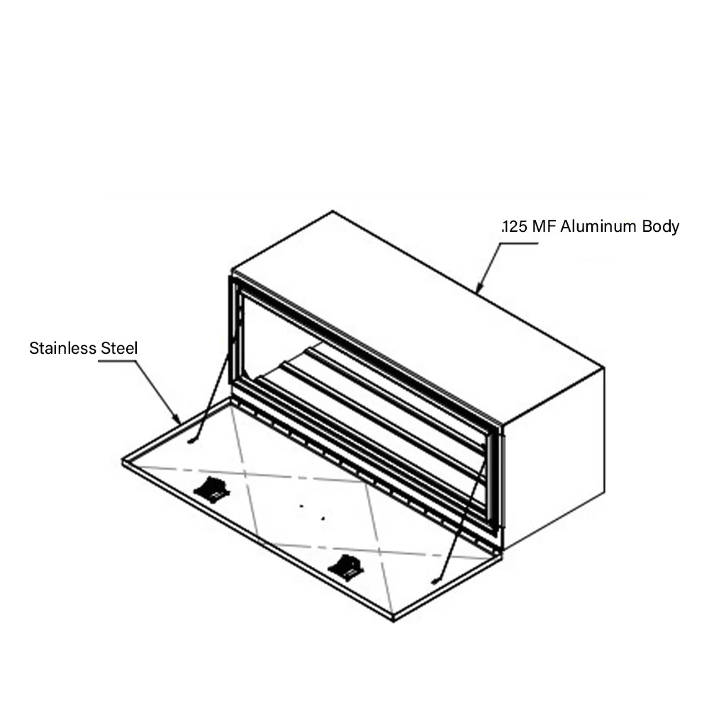 60"L x 24"H x 24"D Aluminum Box with Single Door and Lanyard Hinges - Image 2