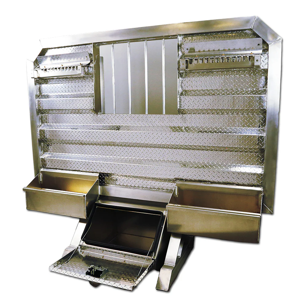 65" x 70" Cab Rack with Jail Bar Window, 2 Chain Hangers, 2 Chain Trays, and Base Box - Image 2