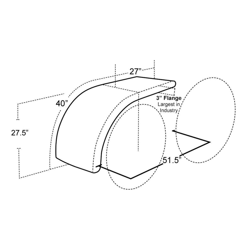 68" 430 Stainless Steel Half Tandem Fenders with Mounting Kit - Image 2