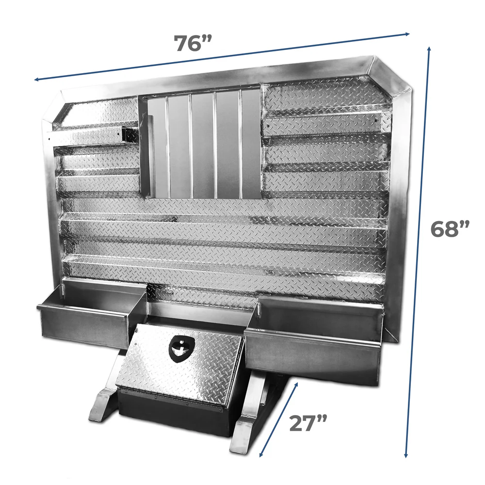 68" x 76" Cab Rack with Jail Bar Window, 2 Chain Hangers, 2 Chain Trays, and Base Box - Image 5