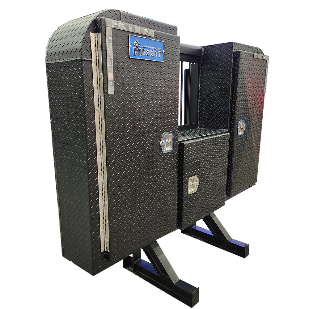 68"H x 80"L Textured Black Powder Coat Aluminum Diamond Plate Cab Rack - Image 2