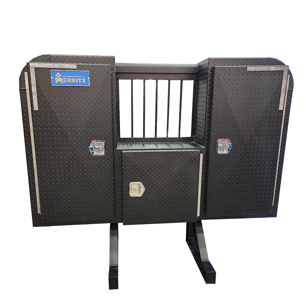 68"H x 80"L Textured Black Powder Coat Aluminum Diamond Plate Cab Rack - Image 4