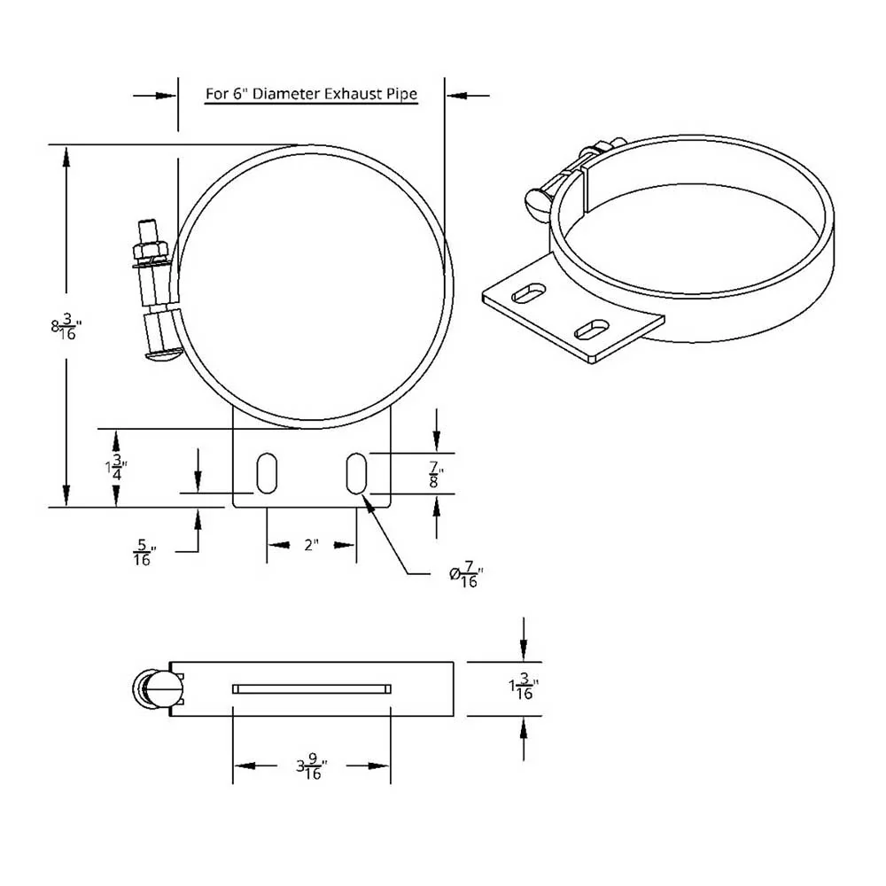 6"D x 1"W Peterbilt Chrome Exhaust Clamp - Image 3