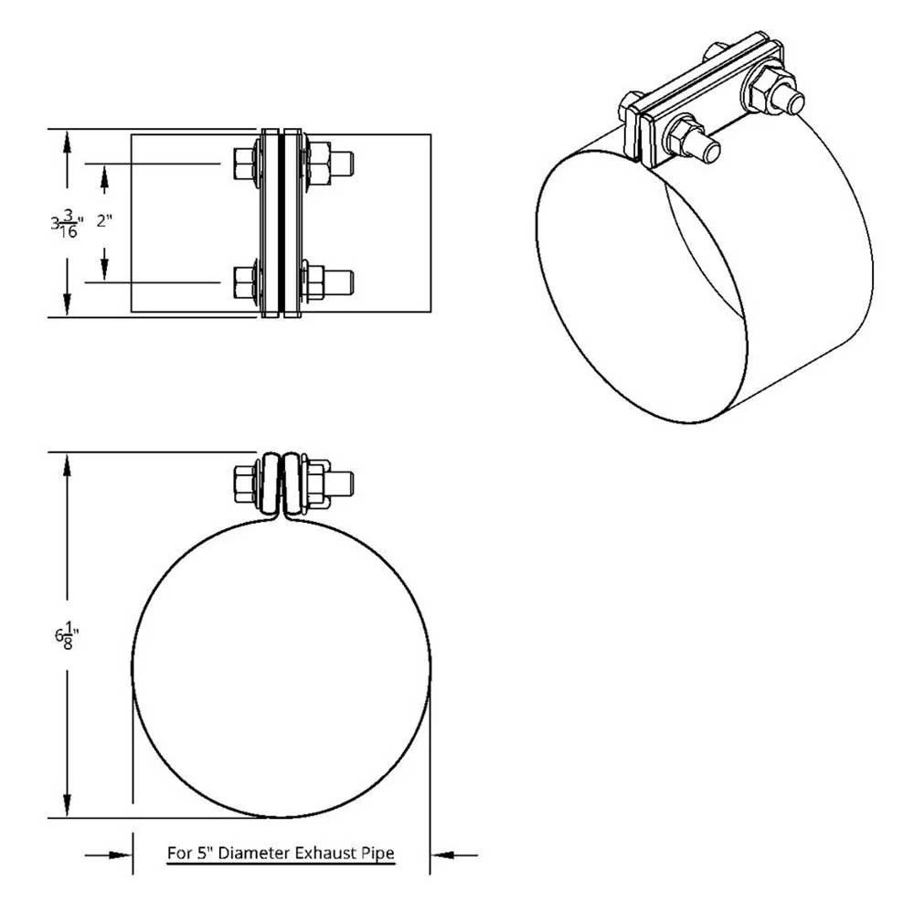 6"D x 3"W Stainless Steel Flexible Exhaust Clamp - Image 3
