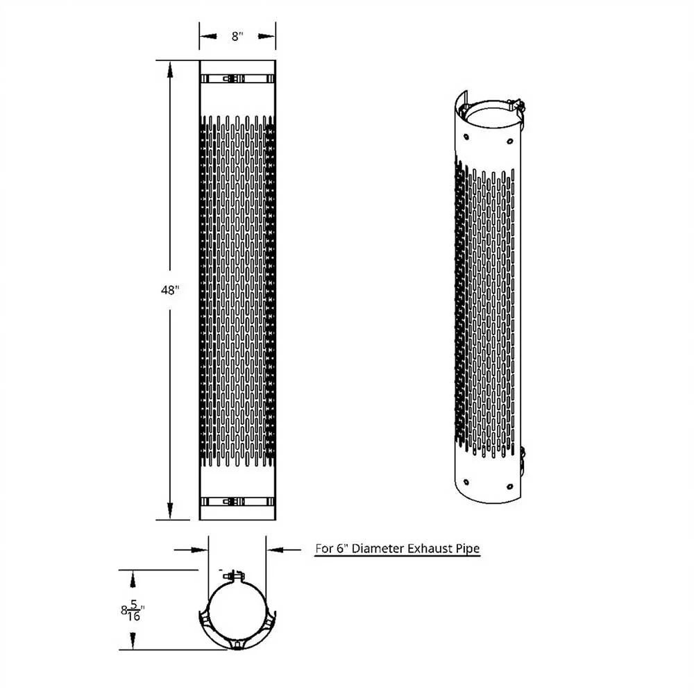 6"D x 48"L 180 Degree SS Muffler Guard with Vertical Slots - Image 2