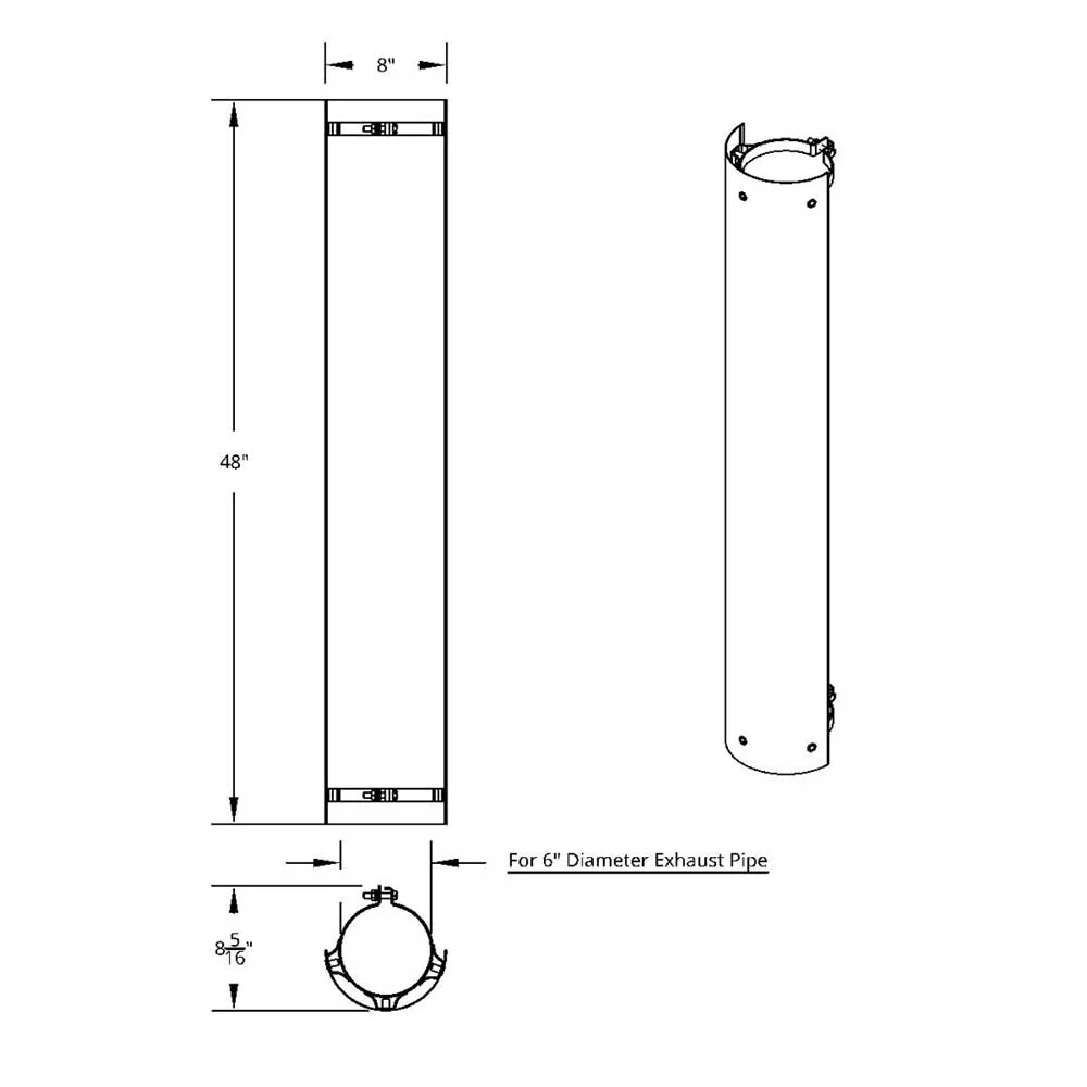 6"D x 48"L 180 Degree Stainless Steel Muffler Guard - Image 2