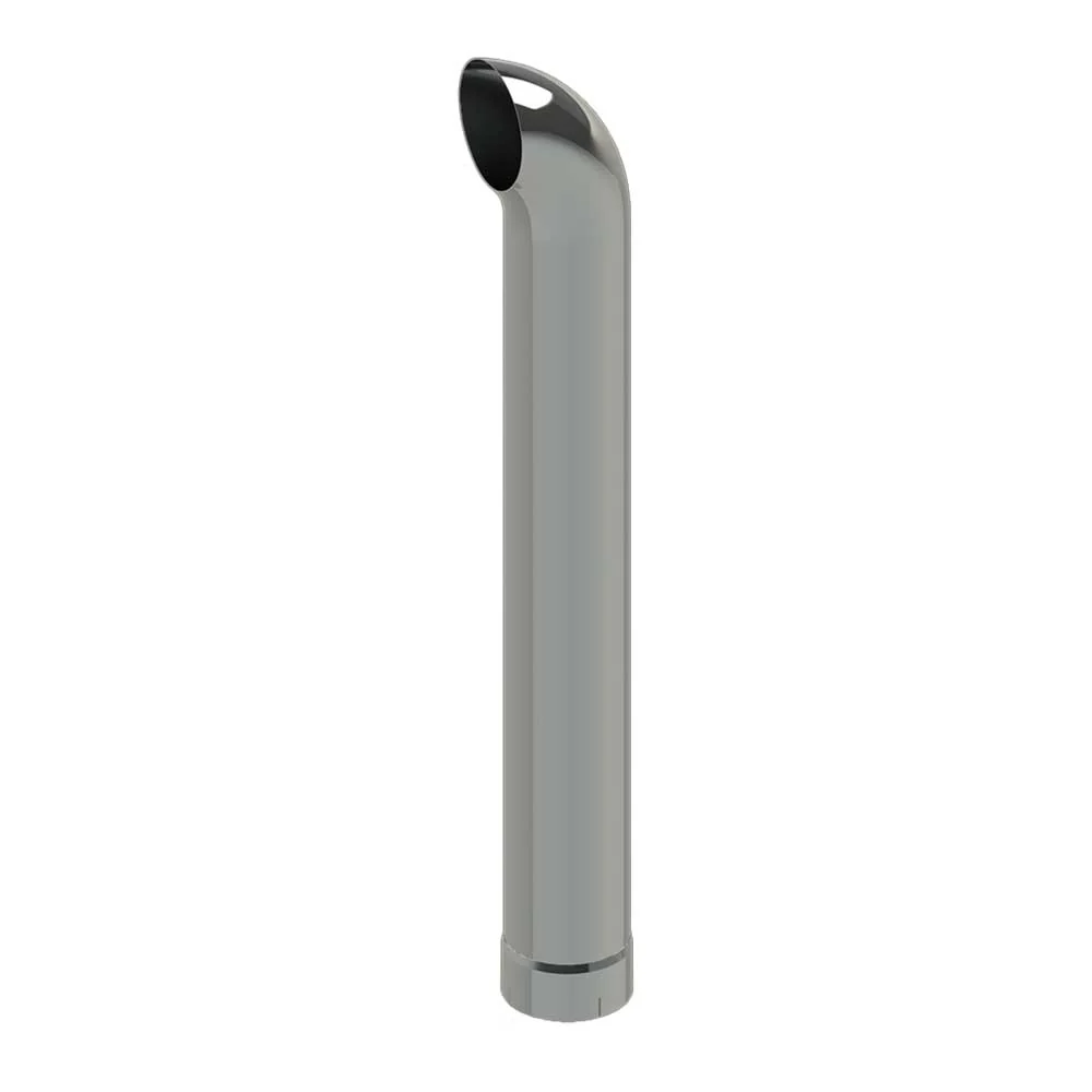 6"D x 84"L Curve Top Chrome One-Piece Stack with Expanded End