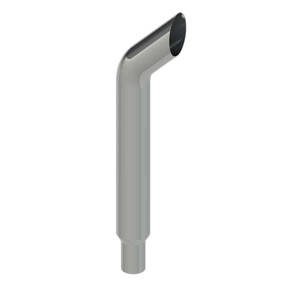 7"-5"D x 36"L Bullhorn Chrome One-Piece Stack with Extended Tapered End