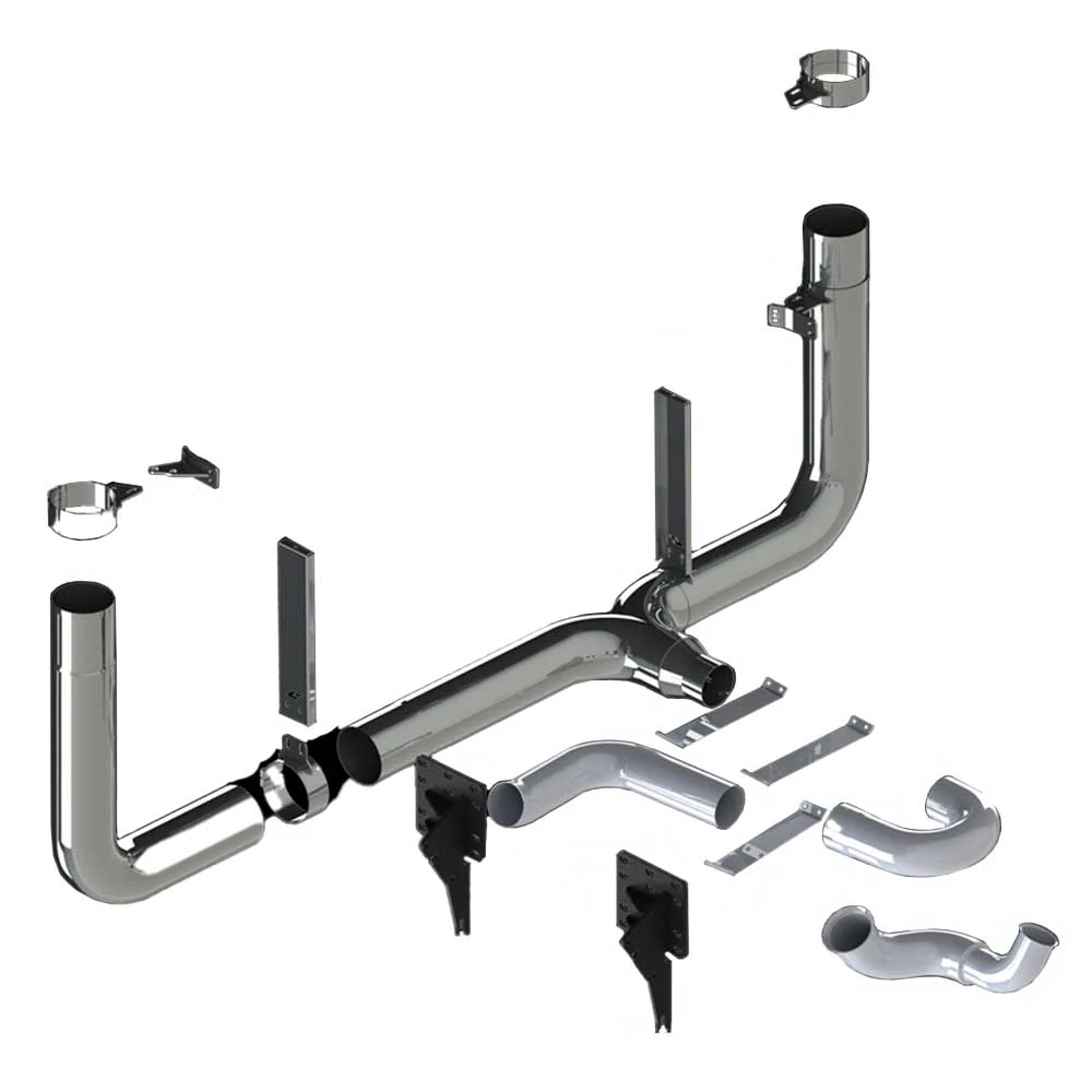 7" Peterbilt 389 2018+ Chrome Plated Stainless Steel Exhaust Kit