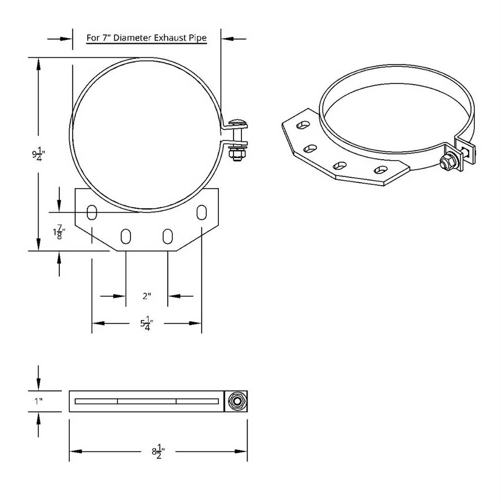 7" Peterbilt Ultra Cab Stainless Steel Exhaust Clamp - Image 2
