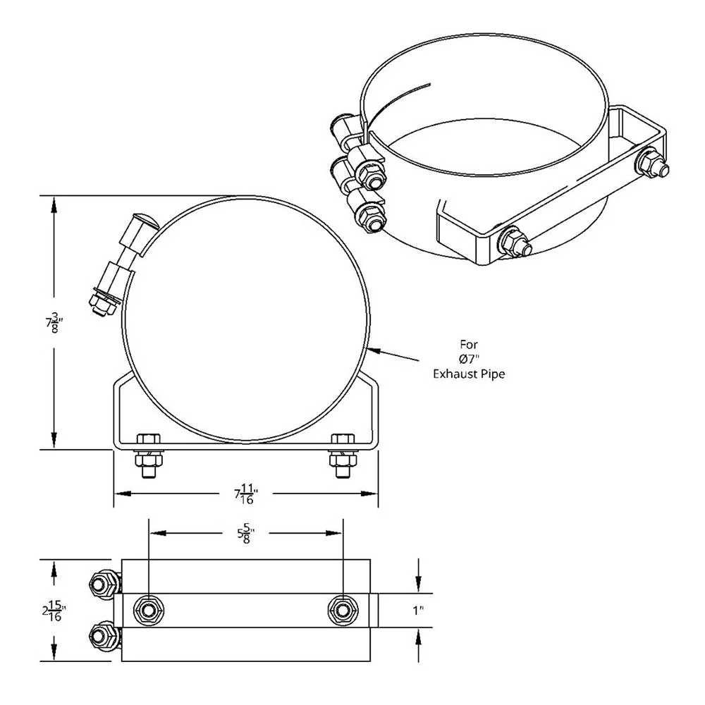 7" Stainless Steel Wide Band Mounting Exhaust Clamp - Image 6