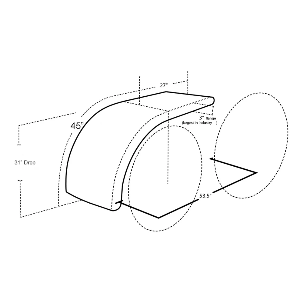 72" 430 Stainless Steel Low Rider Half Tandem Fenders with Mounting Kit - Image 2