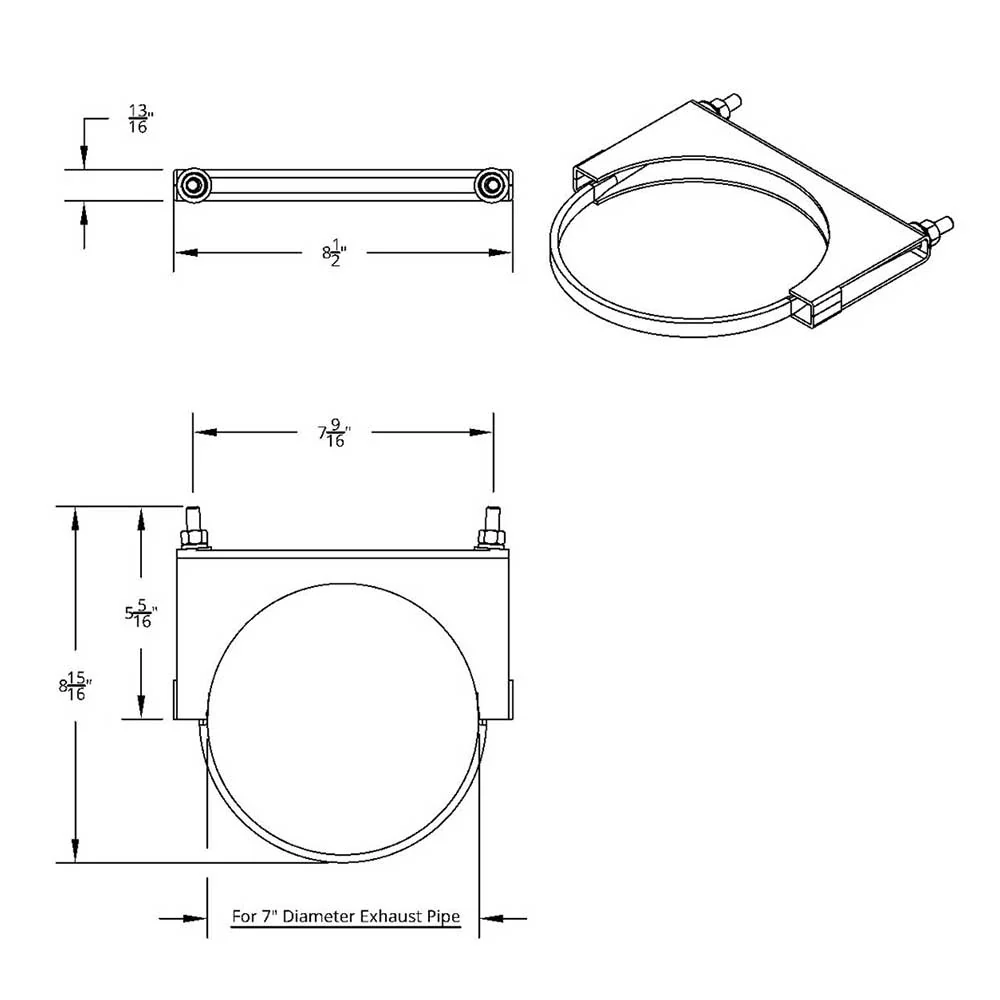 7"D Stainless Steel U-Bolt Exhaust Clamp - Image 3