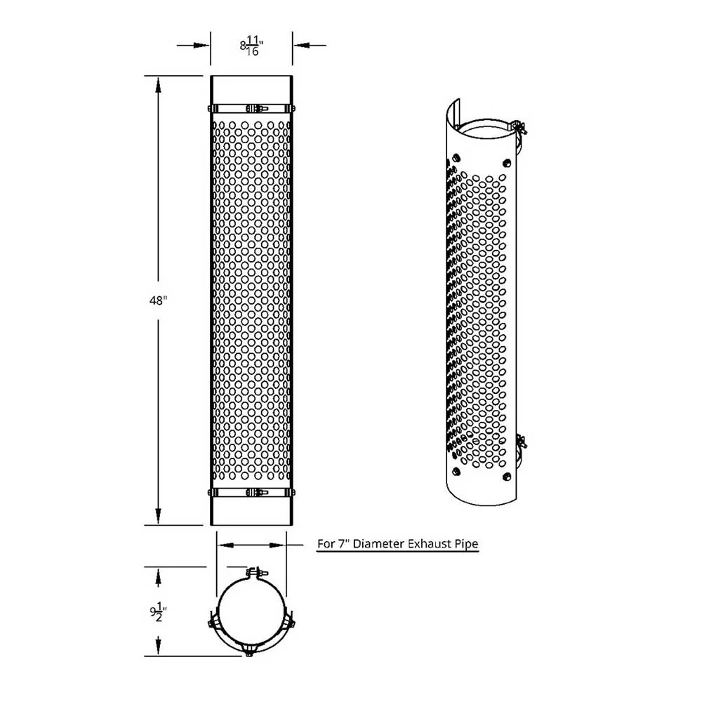 7"D x 48"L 180 Degree SS Muffler Guard with Round Holes - Image 4