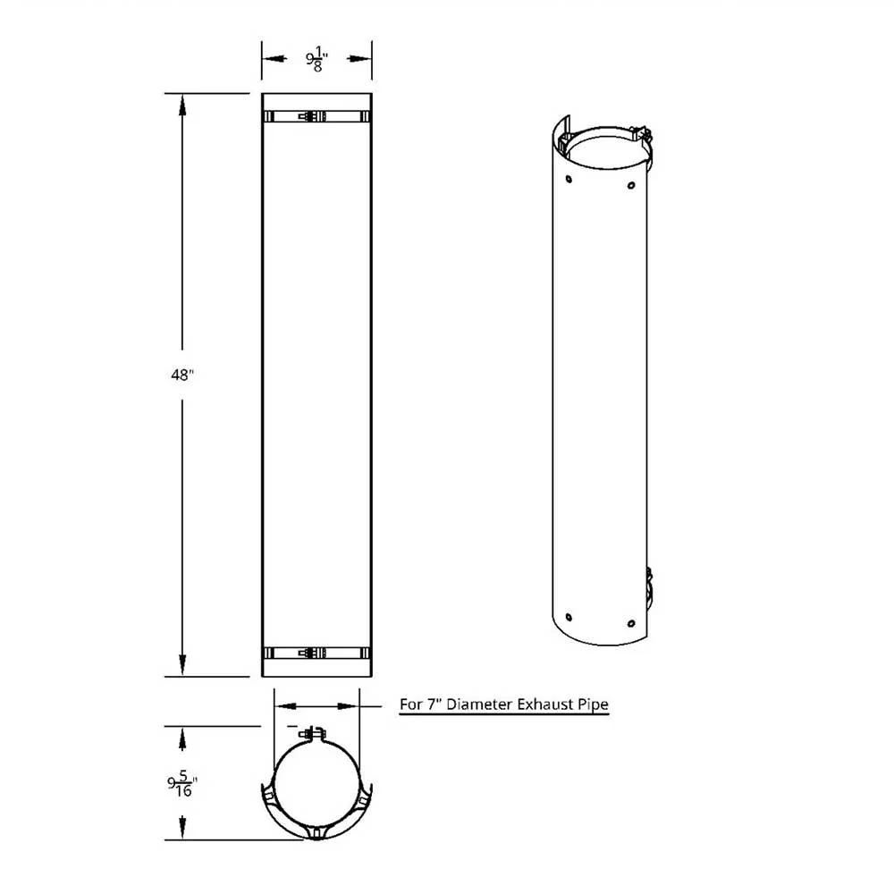 7"D x 48"L 180 Degree Stainless Steel Muffler Guard - Image 2