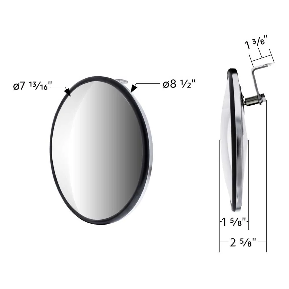 8-1/2" SS 320R Convex Mirror with Offset Mounting Stud - Image 2