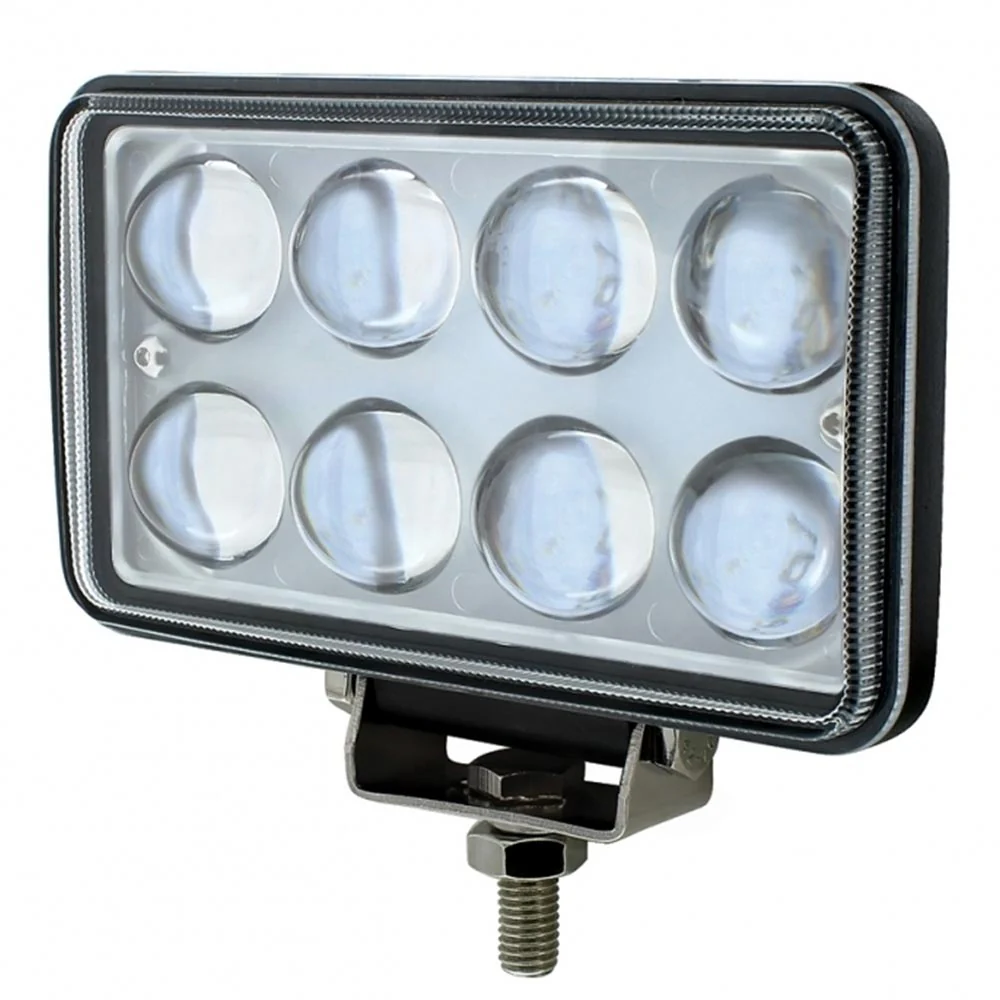 8 LED Rectangular Work Light with Projector Lens - Image 2