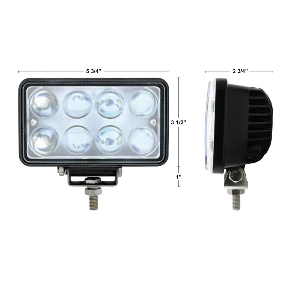 8 LED Rectangular Work Light with Projector Lens - Image 4