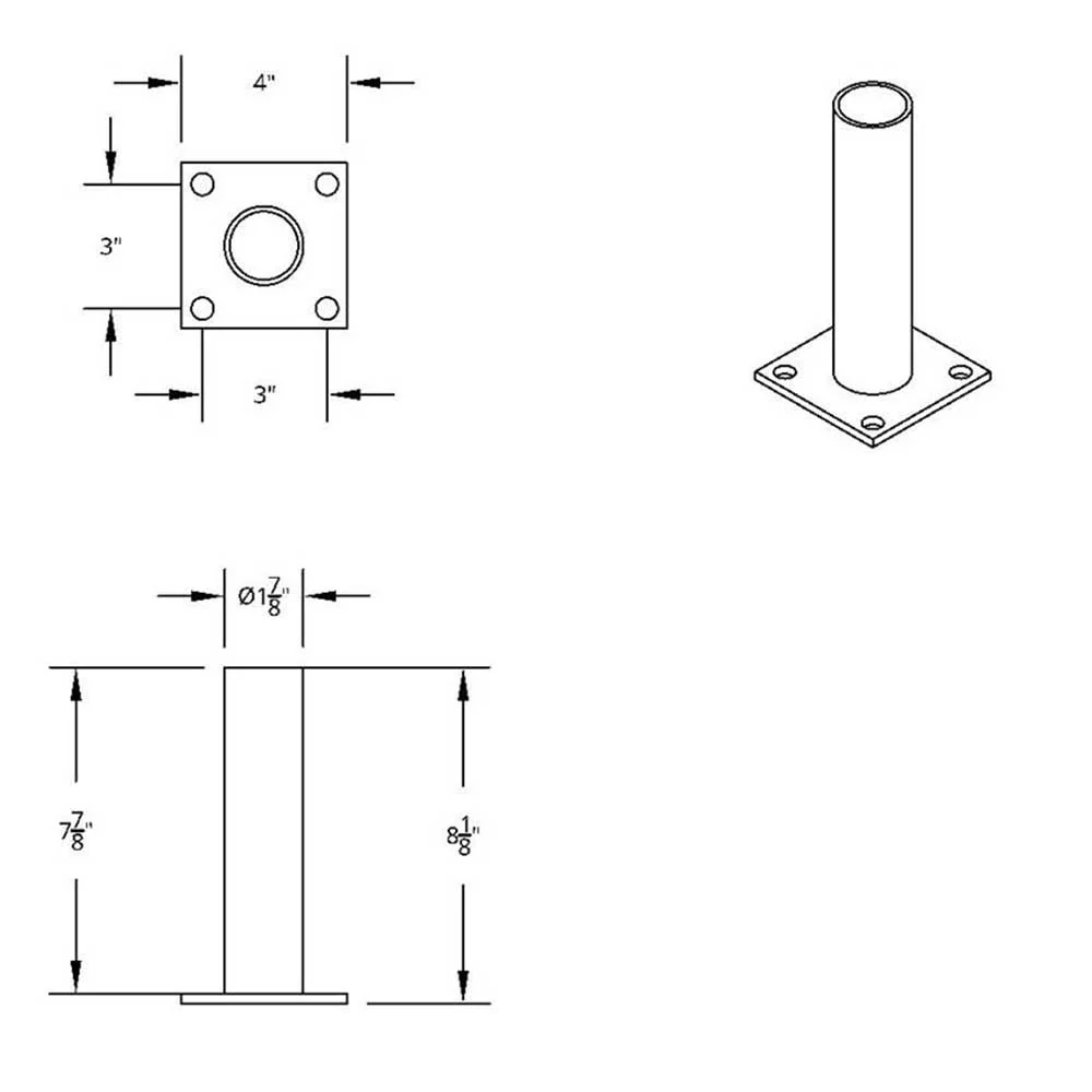 8" Quarter Fender Flange Mount Mounting Post - Image 3