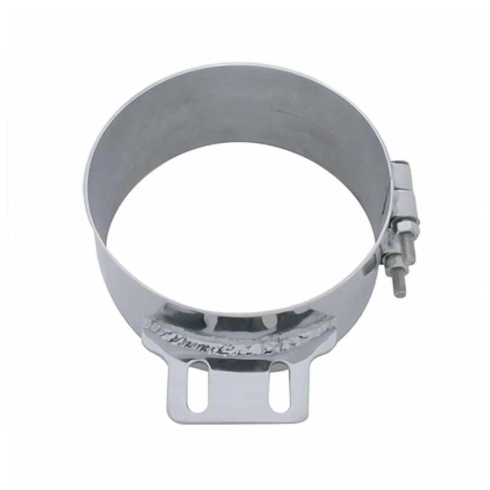 8" Stainless Steel Butt Joint Exhaust Clamp with Straight Bracket