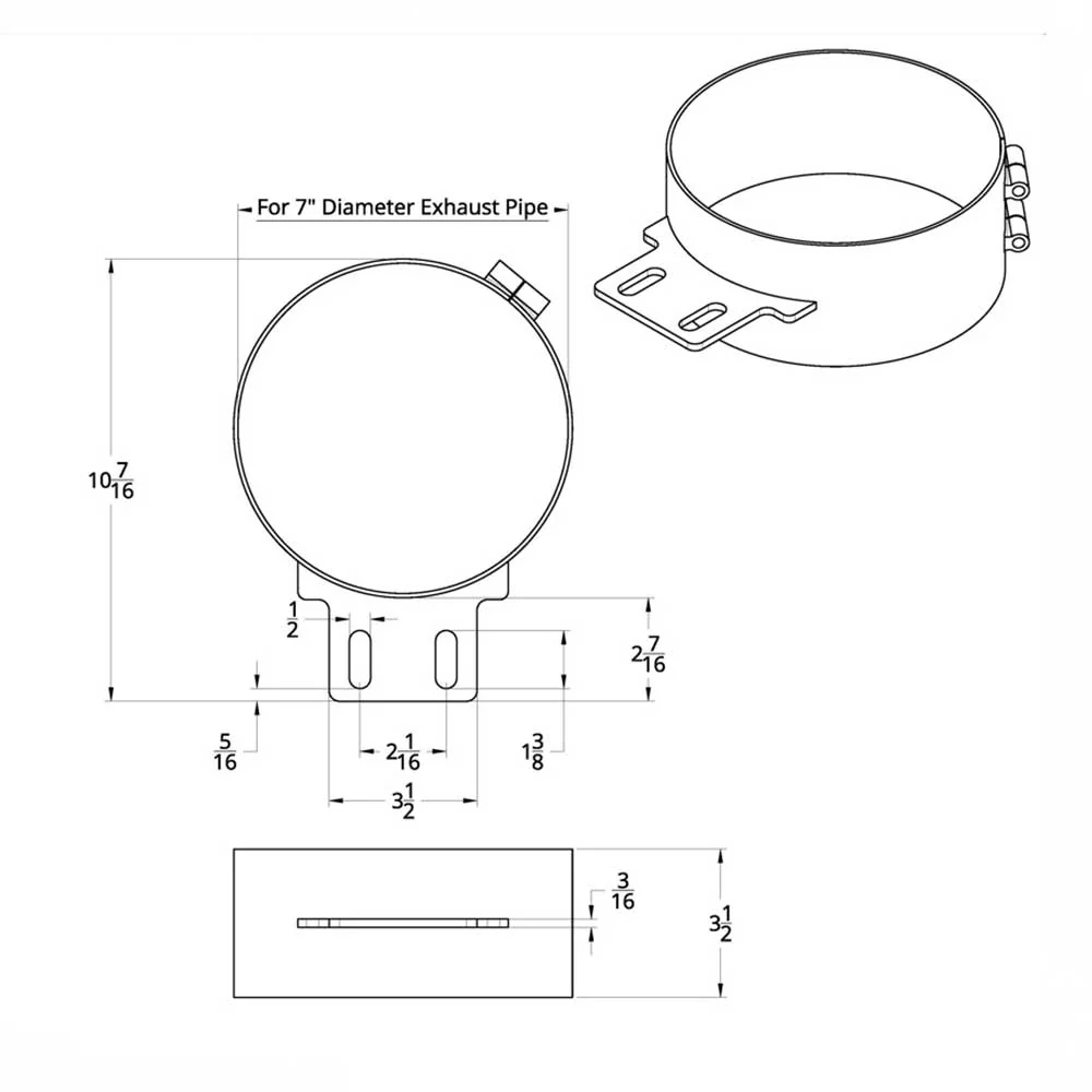 8" Stainless Steel Butt Joint Exhaust Clamp with Straight Bracket - Image 2