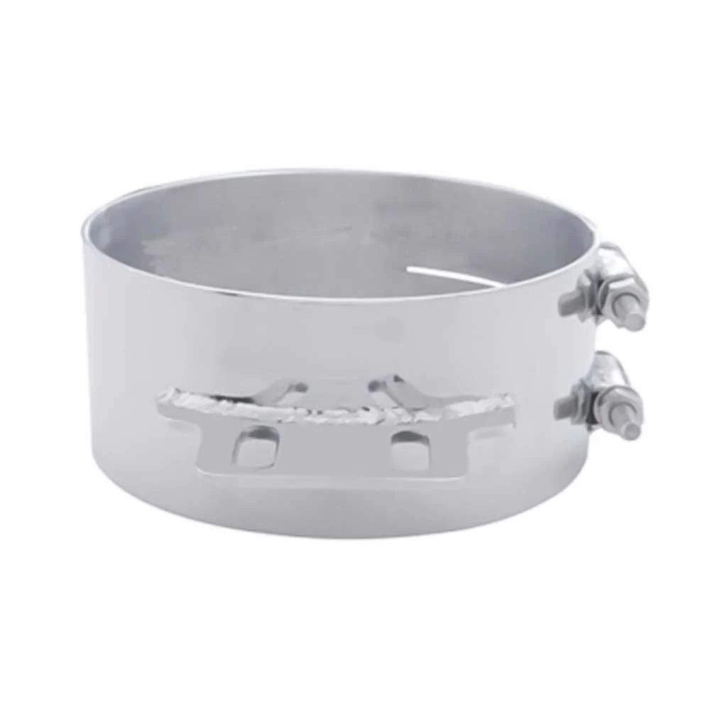8" Stainless Steel Butt Joint Exhaust Clamp with Straight Bracket - Image 3