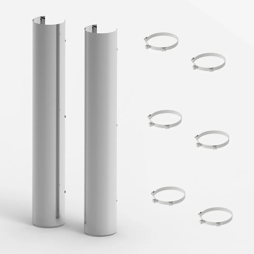 8" x 60"L Stainless Steel Exhaust Shield with Clamps