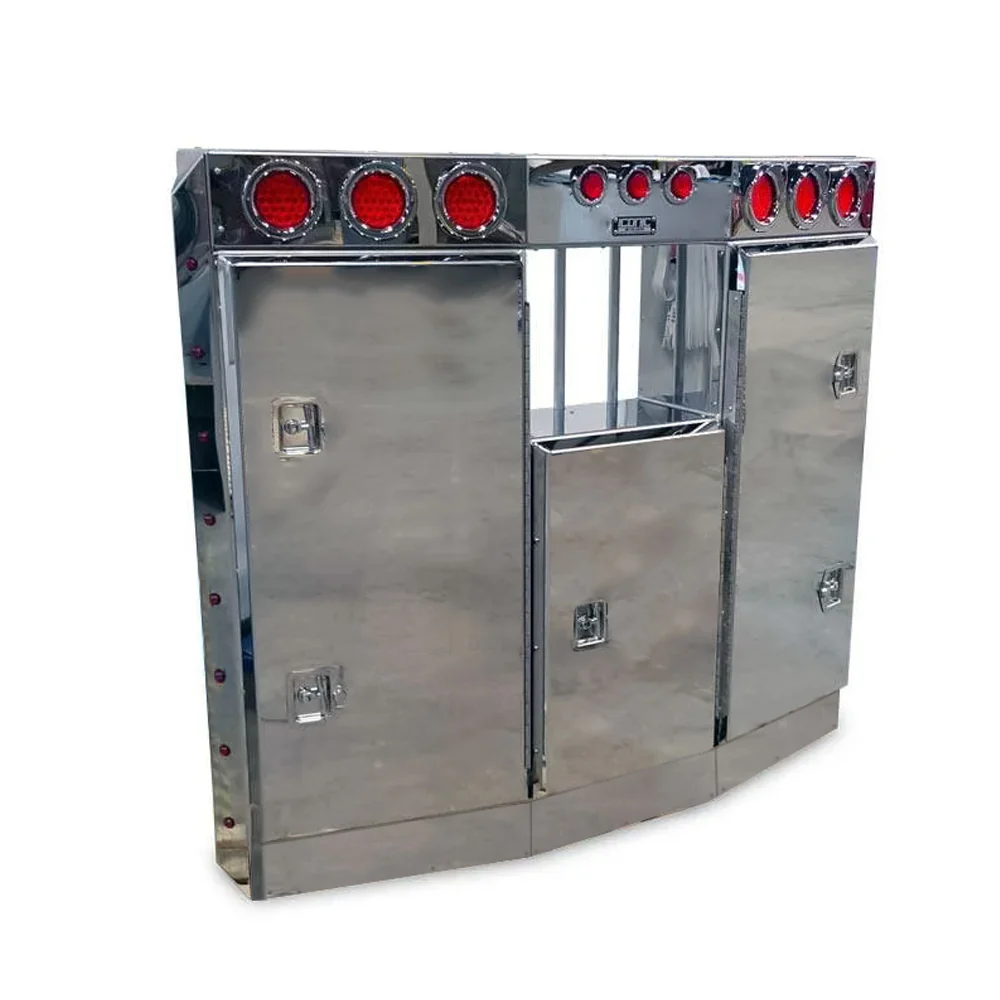 80" Angled Face Stainless Steel Door Enclosed Headache Rack with Window