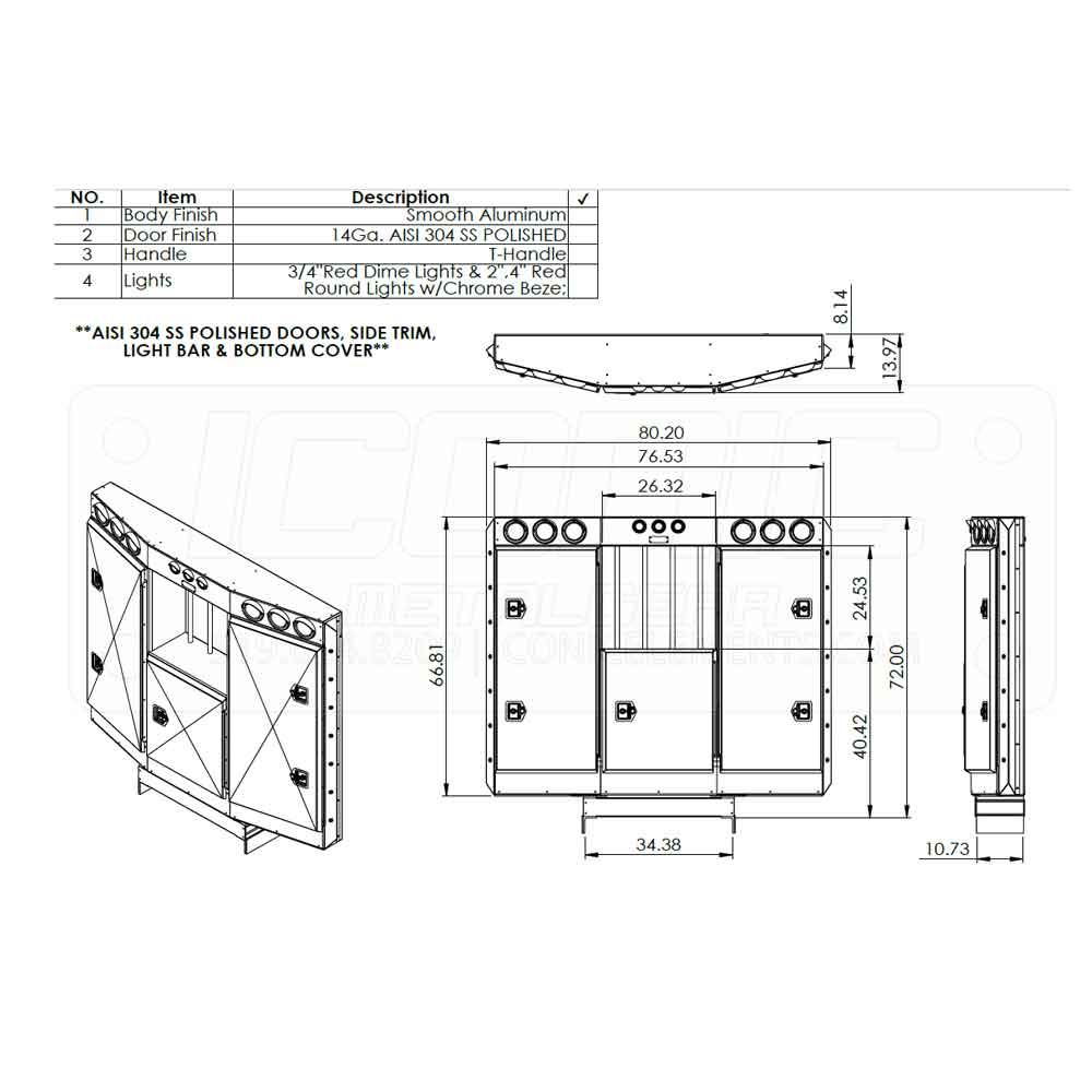 80" Angled Face Stainless Steel Door Enclosed Headache Rack with Window - Image 2
