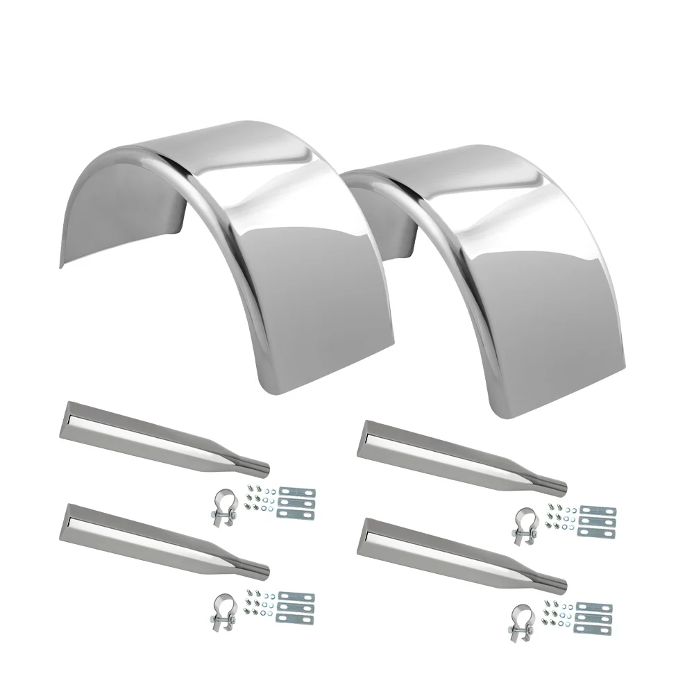 83" 304 Stainless Steel Low Single Axle Fenders with Universal Mounting Kit - Image 4