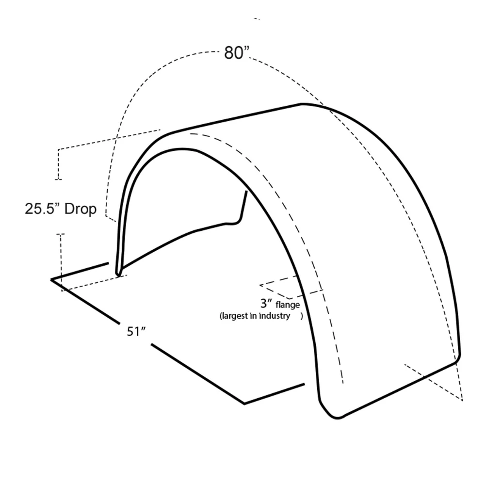 83" 430 Stainless Steel Single Axle Fenders with Mounting Kit - Image 2