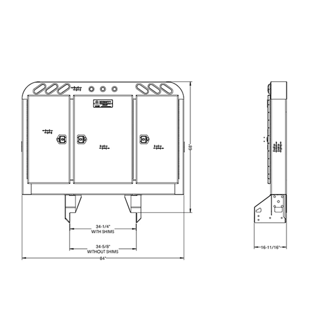 8"D x 68"H x 84"W Northern Lights Enclosed Cab Rack with Diamond Plate Aluminum Doors - Image 2