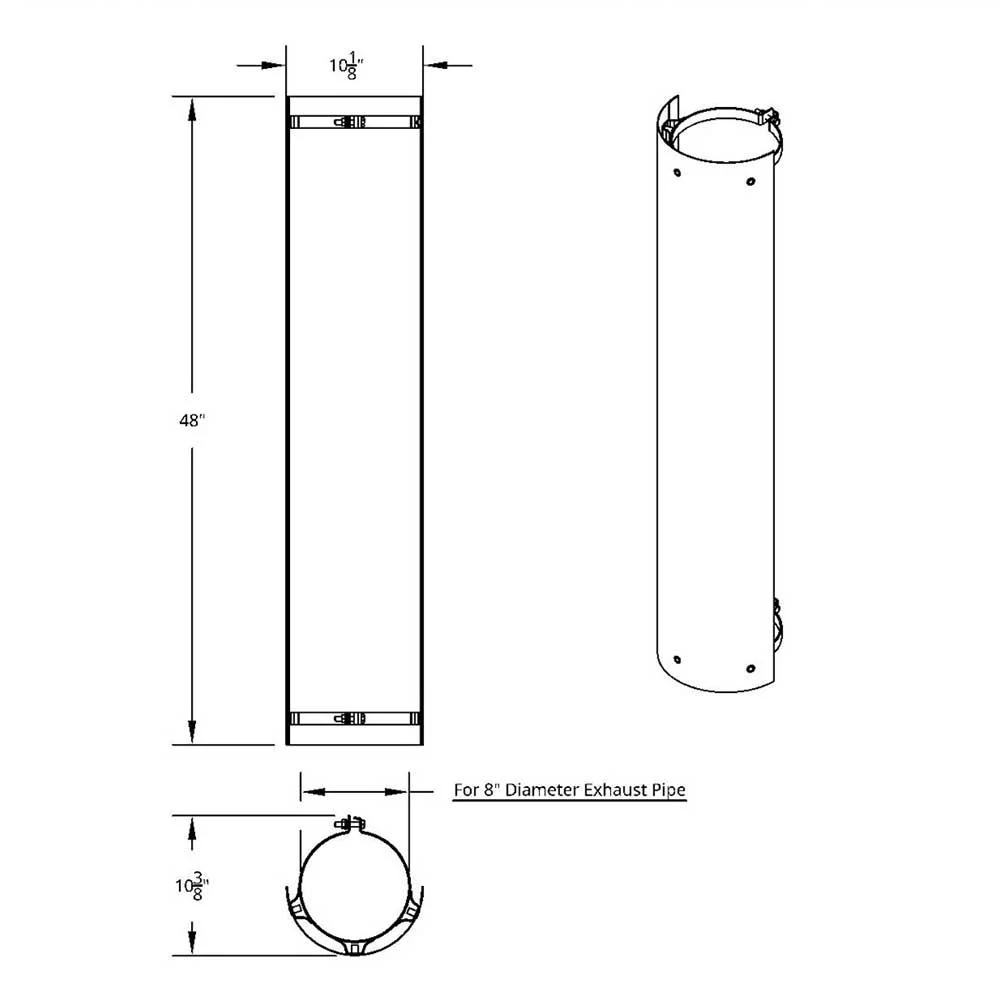 8"D x 48"L 180 Degree Stainless Steel Muffler Guard - Image 2