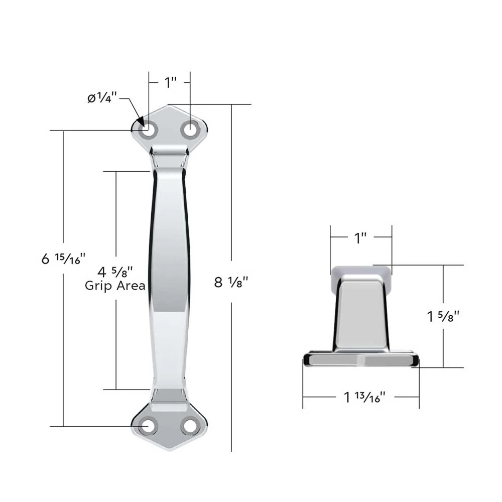 8"L Chrome Grab Handle - Image 3