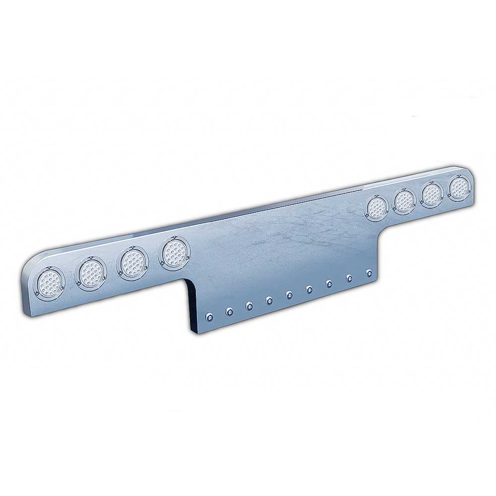 94" Razored One-Piece Stainless Steel Rear T-Bar with Eight 4", Nine 3/4" Light Holes - Image 2