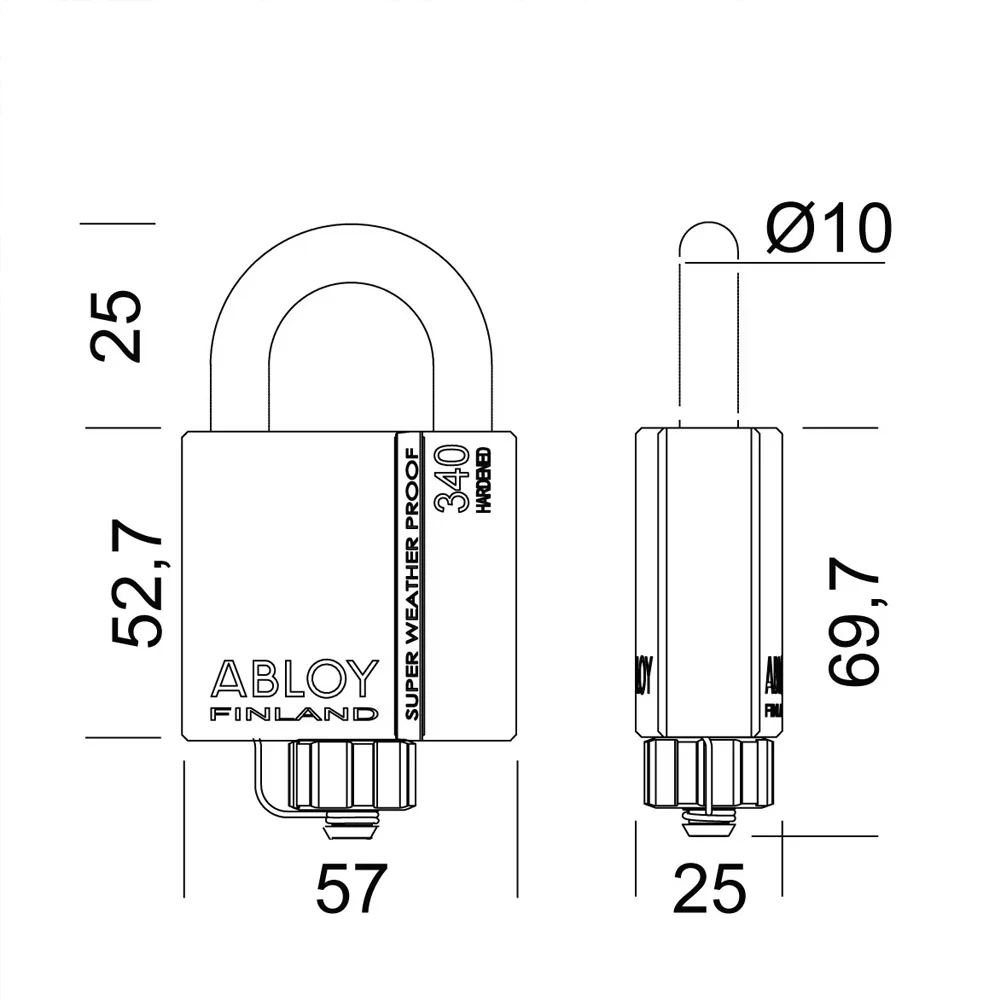 Abloy 10MM Weather Proof Pad Lock - Image 3