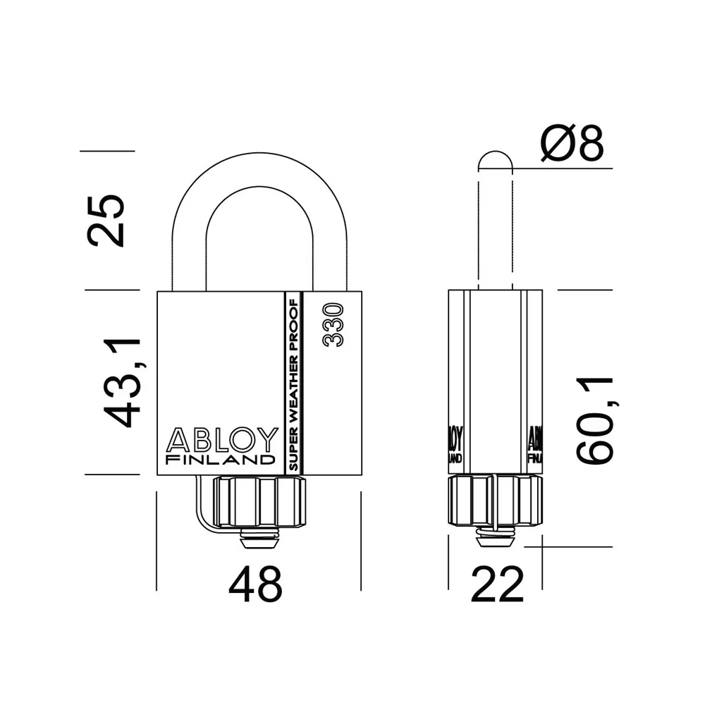 Abloy Lock 8MM Weather Proof Pad Lock - Image 2