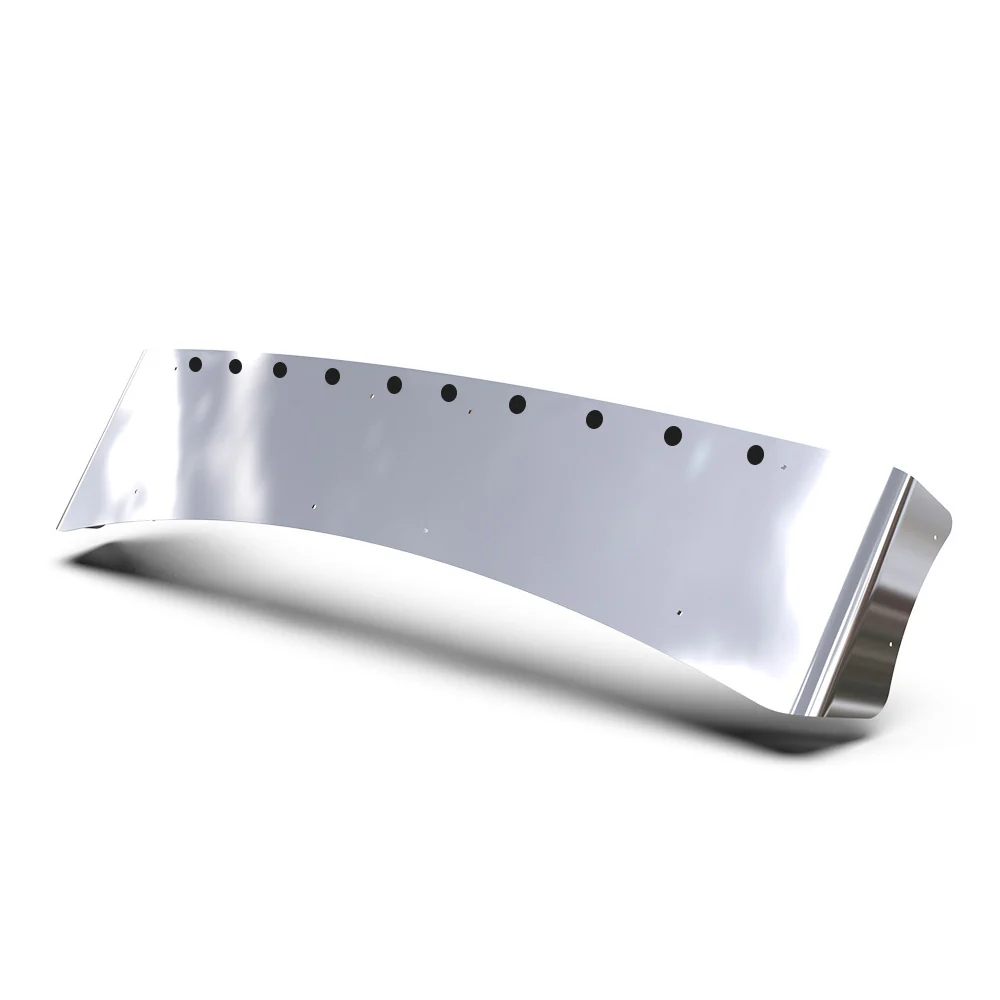 AERO 304 SS Visor KW T680, T880, W990 with Ten ¾" Light Cutouts
