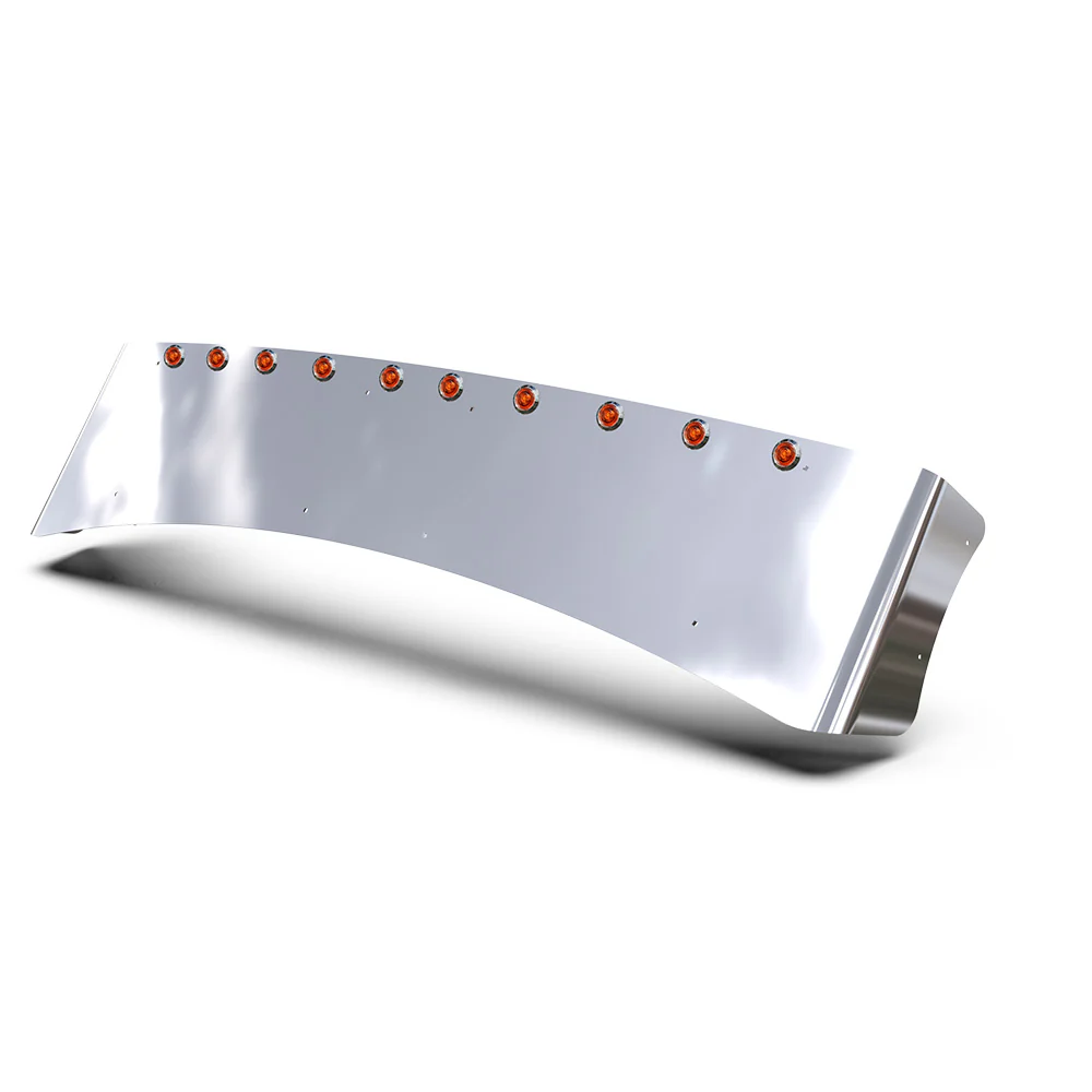 AERO 304 SS Visor KW T680, T880, W990 with Ten Amber LED Bullseye Lights