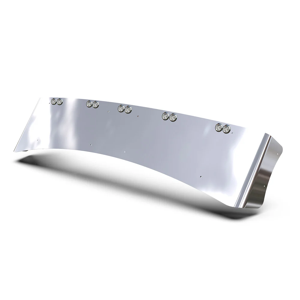 AERO 304 SS Visor KW T680, T880, W990 with Ten Amber LED Bullseye Lights - Image 4