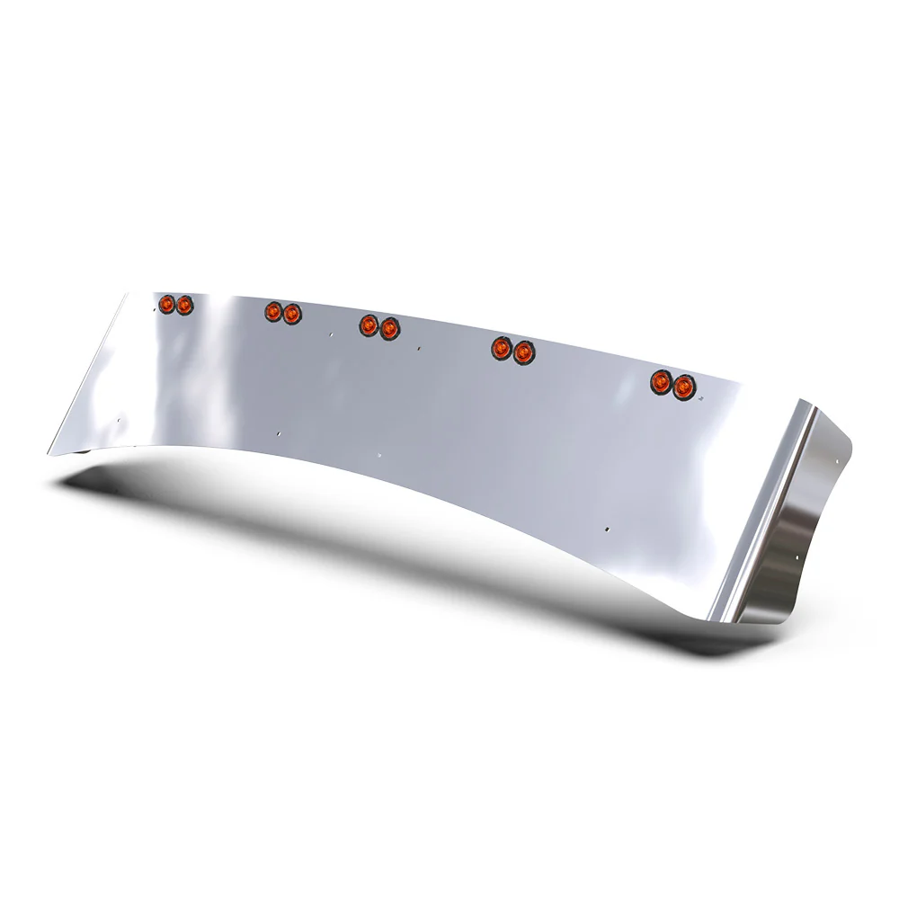 AERO 304 SS Visor KW T680, T880, W990 with Ten Amber LED Bullseye Lights
