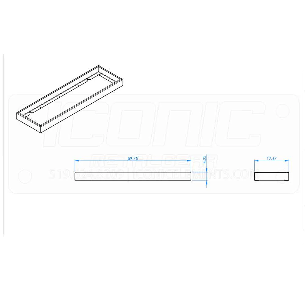 Aluminum Tool Box Tray for 60" x 18" Box
