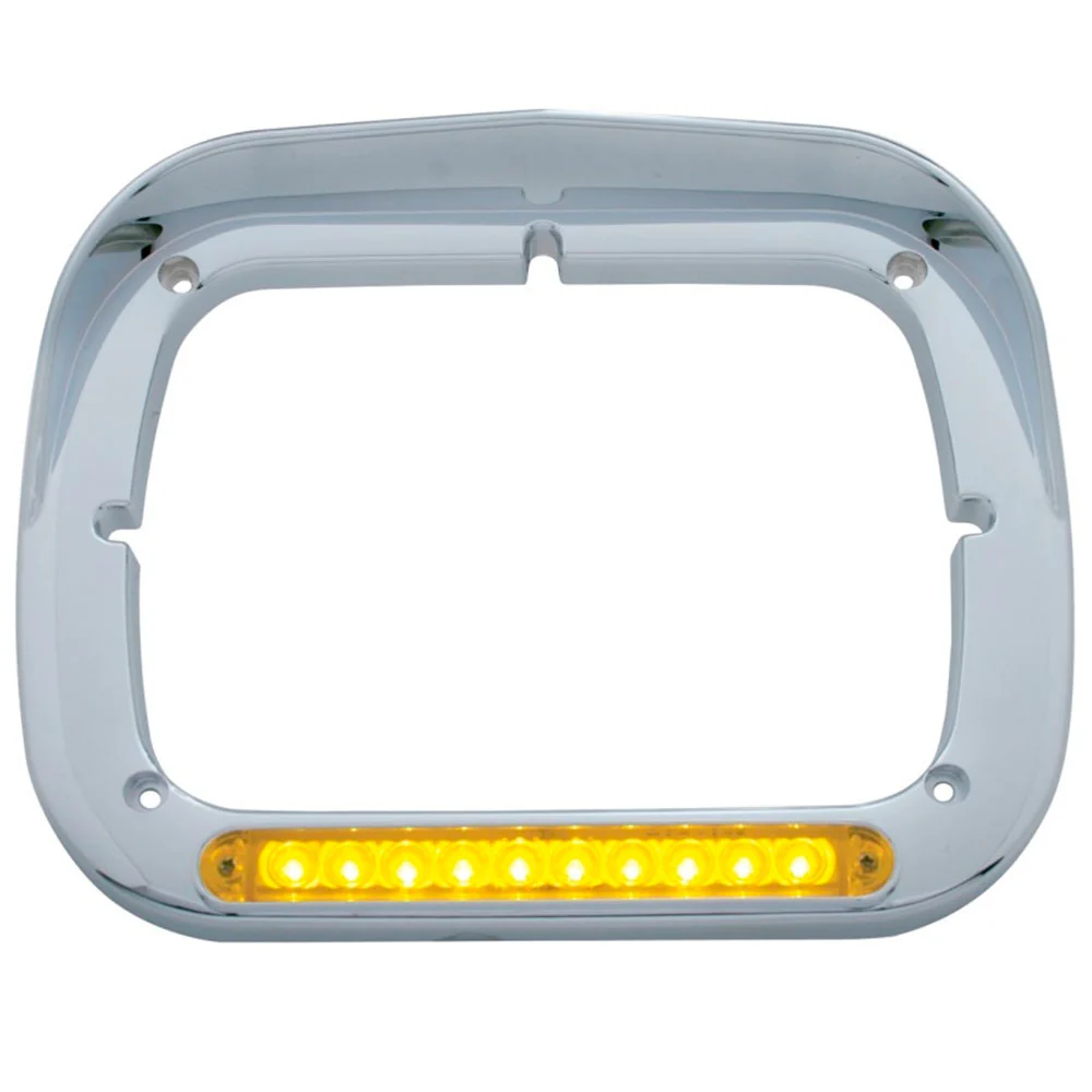 Amber/Amber LED Chrome Headlight Bezel with Visor - Image 2