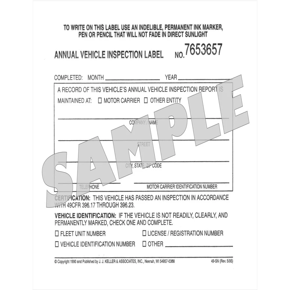 Annual Vehicle Inspection Form & Label Carbon Copy - Image 3